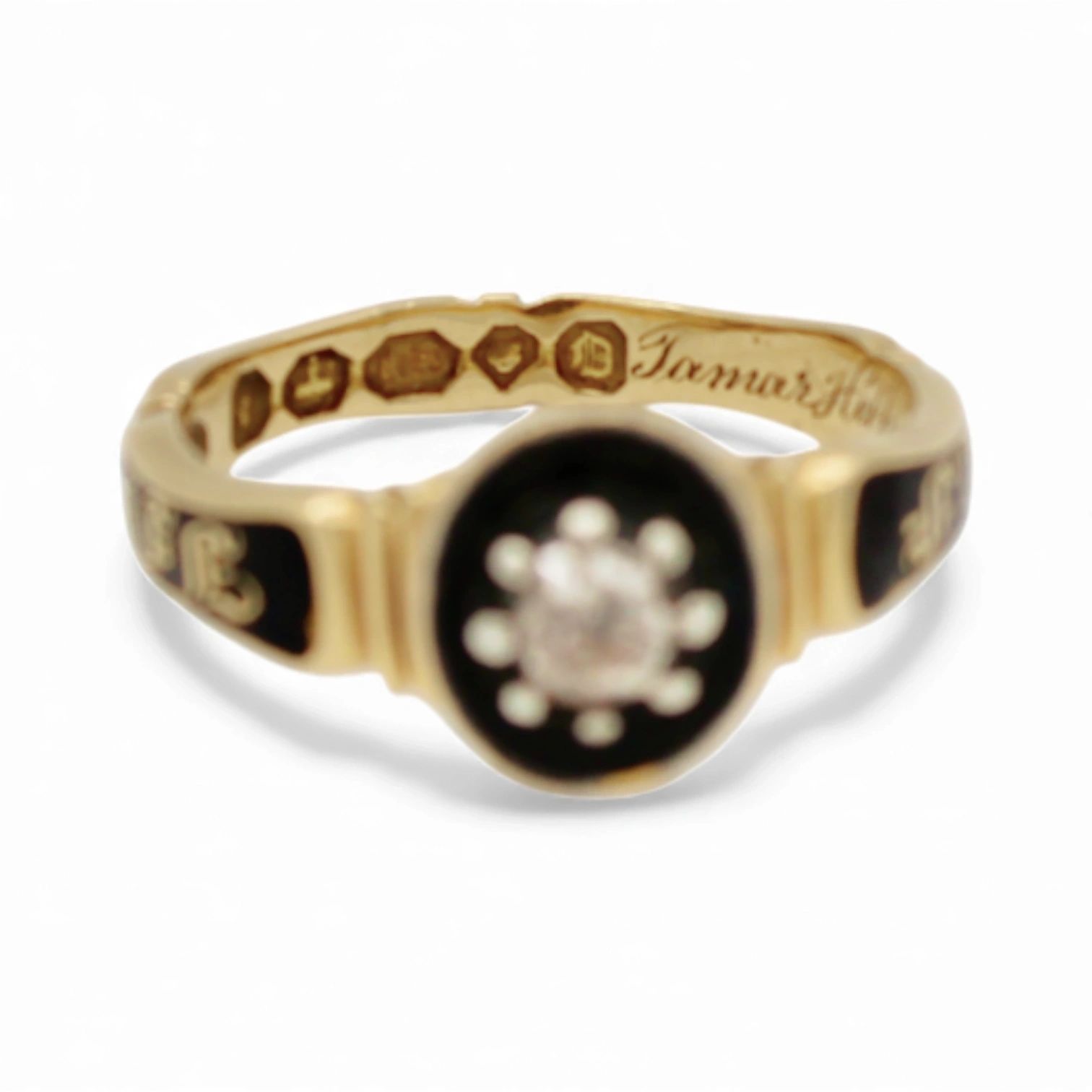 Early Victorian Diamond and Enamel Mourning Ring - Image 4