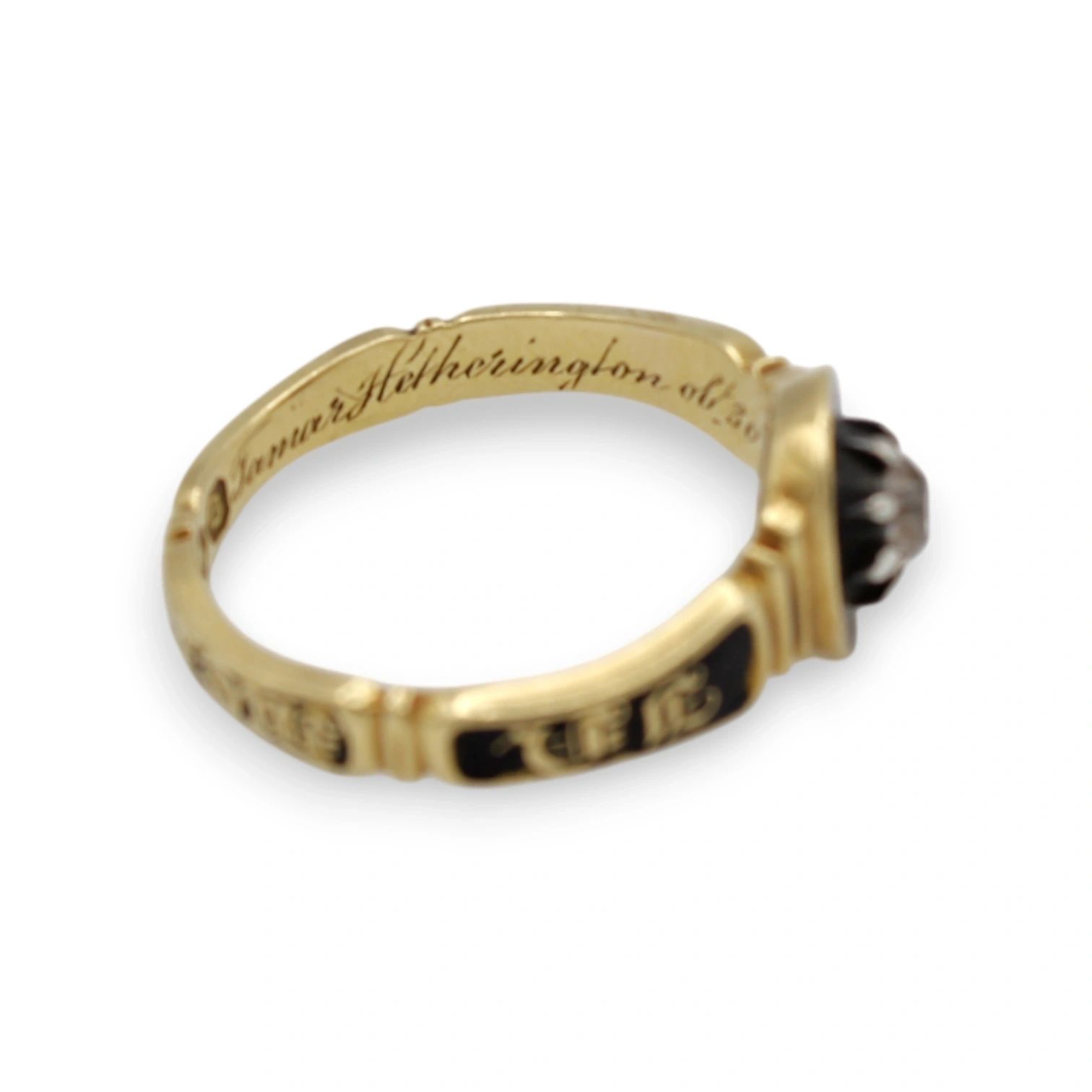 Early Victorian Diamond and Enamel Mourning Ring - Image 2