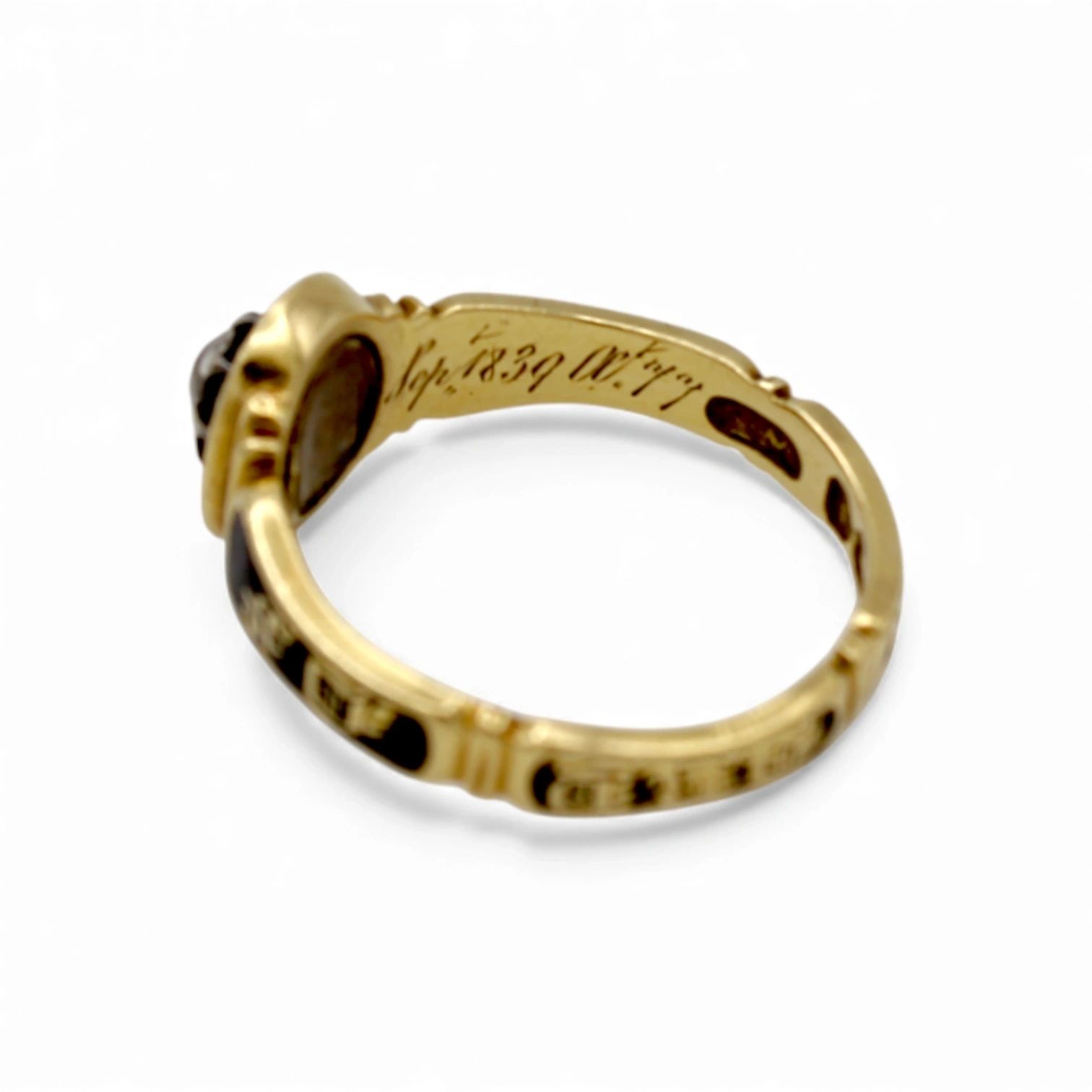 Early Victorian Diamond and Enamel Mourning Ring - Image 3