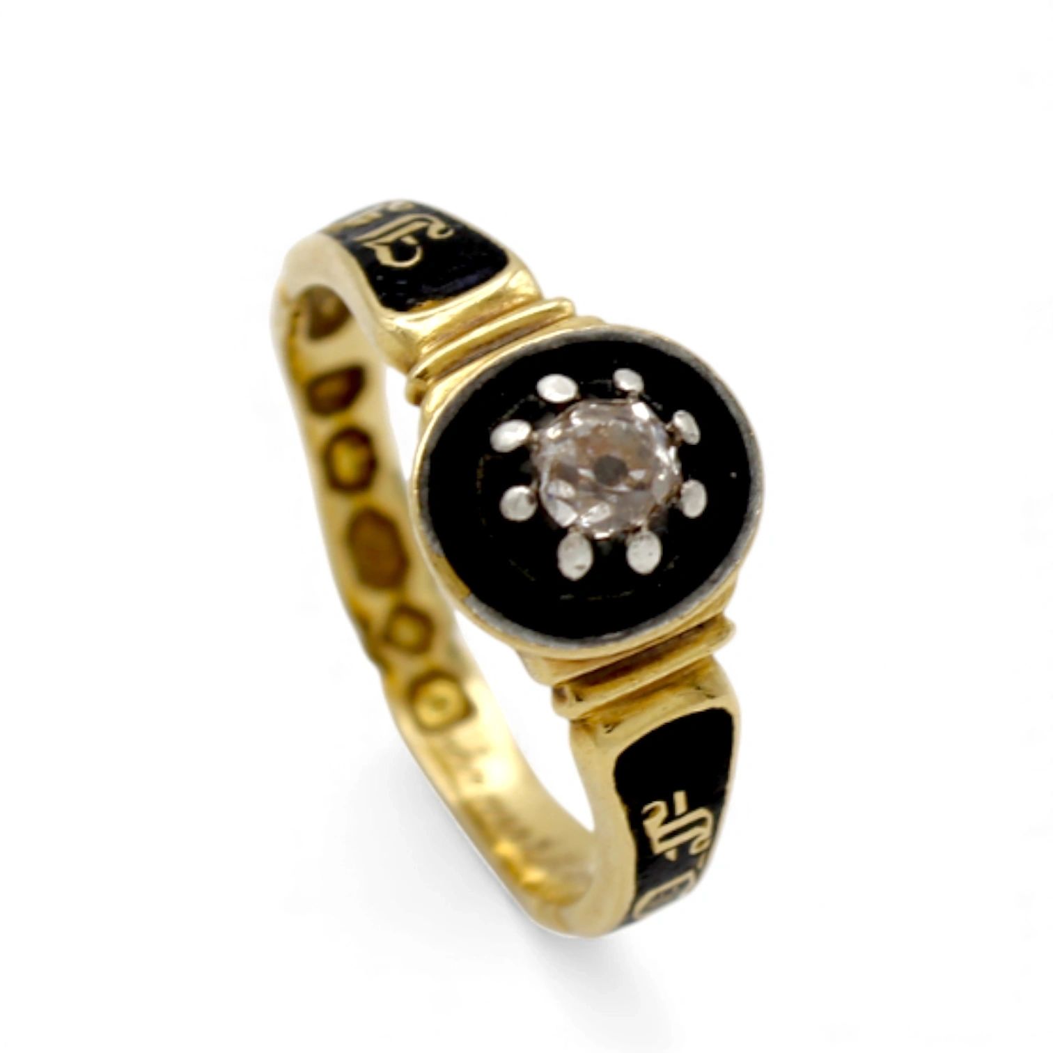 Early Victorian Diamond and Enamel Mourning Ring - Image 5