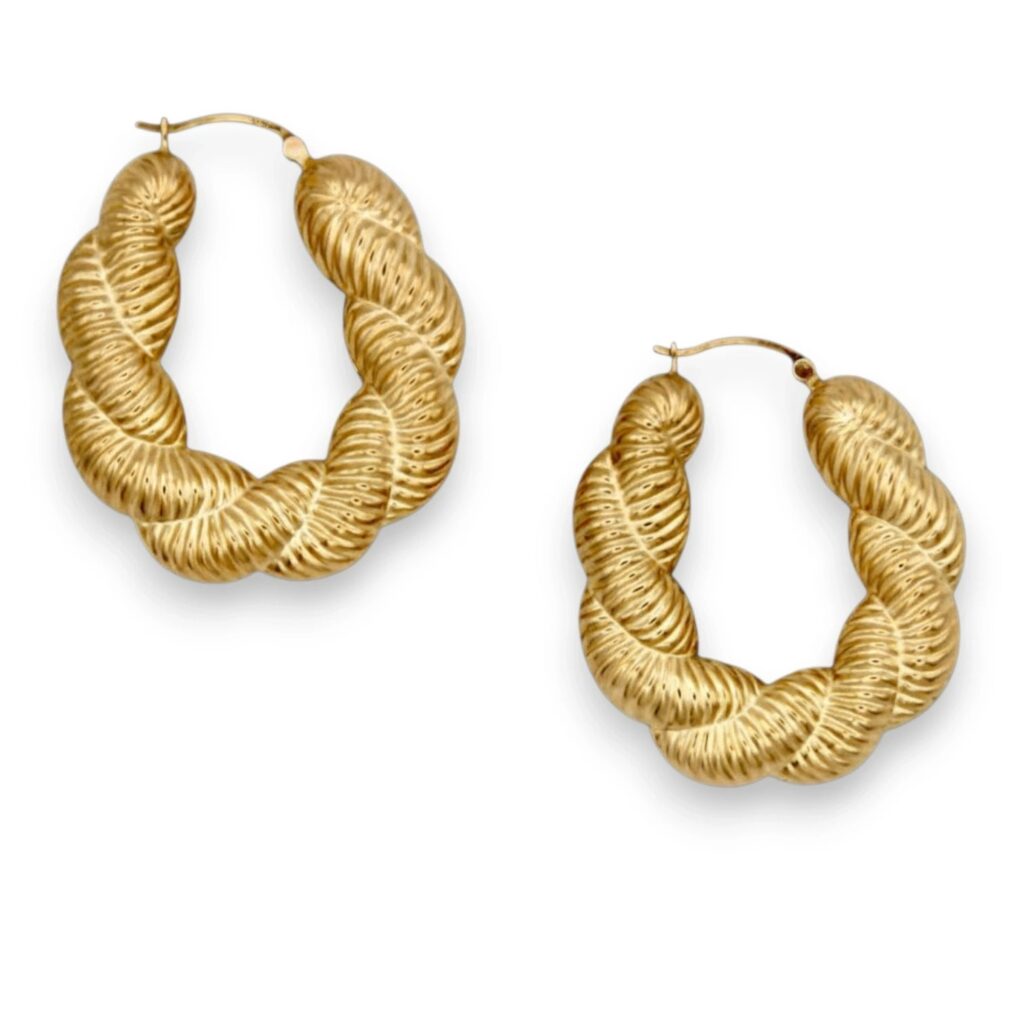 Vintage Rope Twist Hoop Earrings