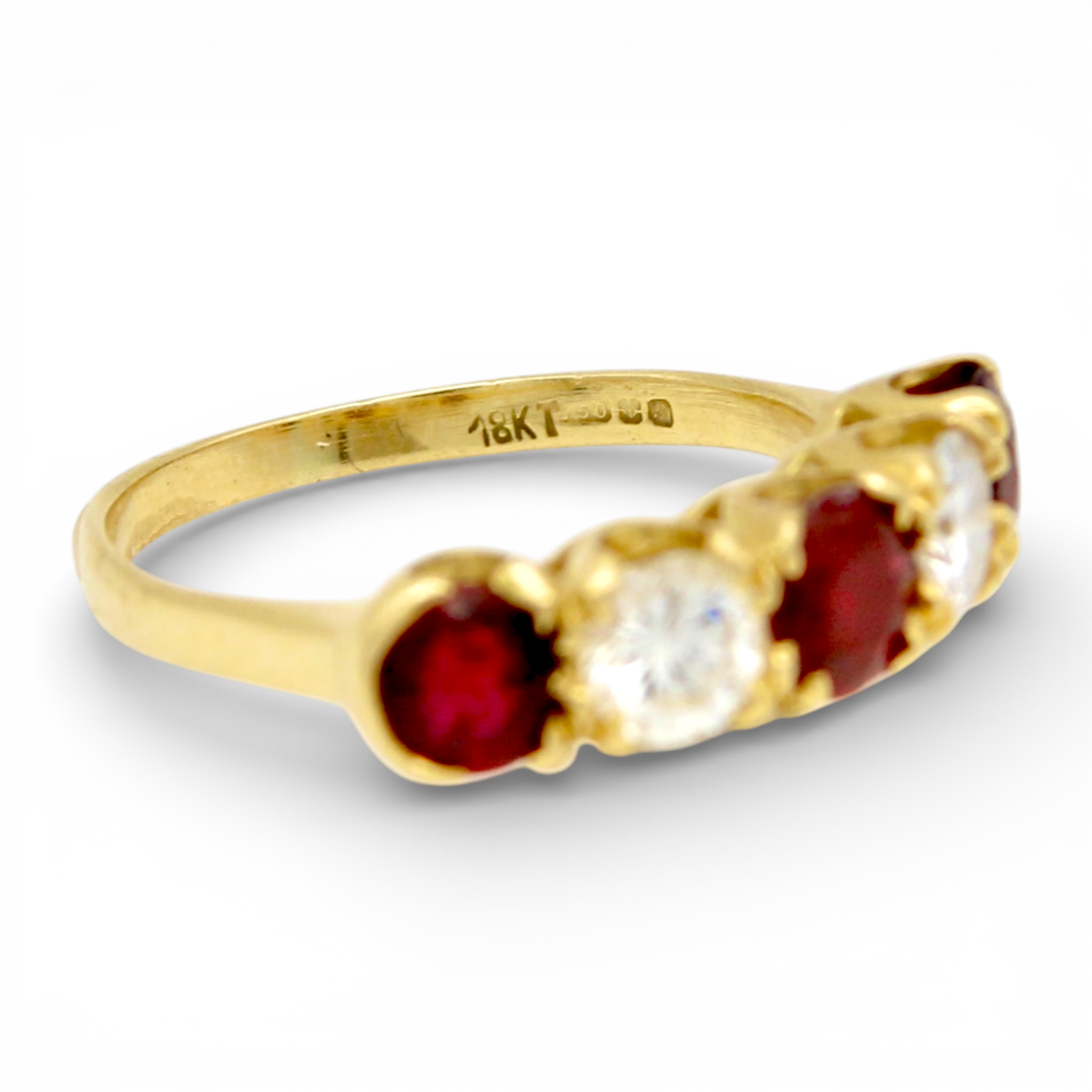 Vintage Ruby and Diamond Five Stone Ring - Image 2