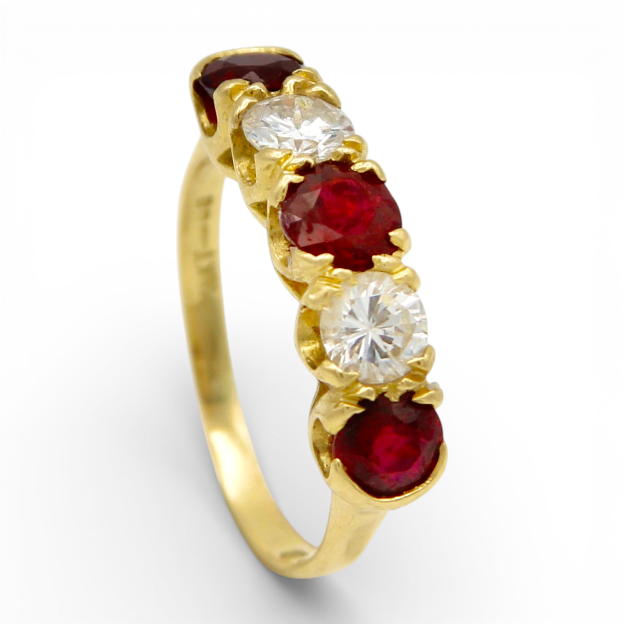 Vintage Ruby and Diamond Five Stone Ring - Image 3