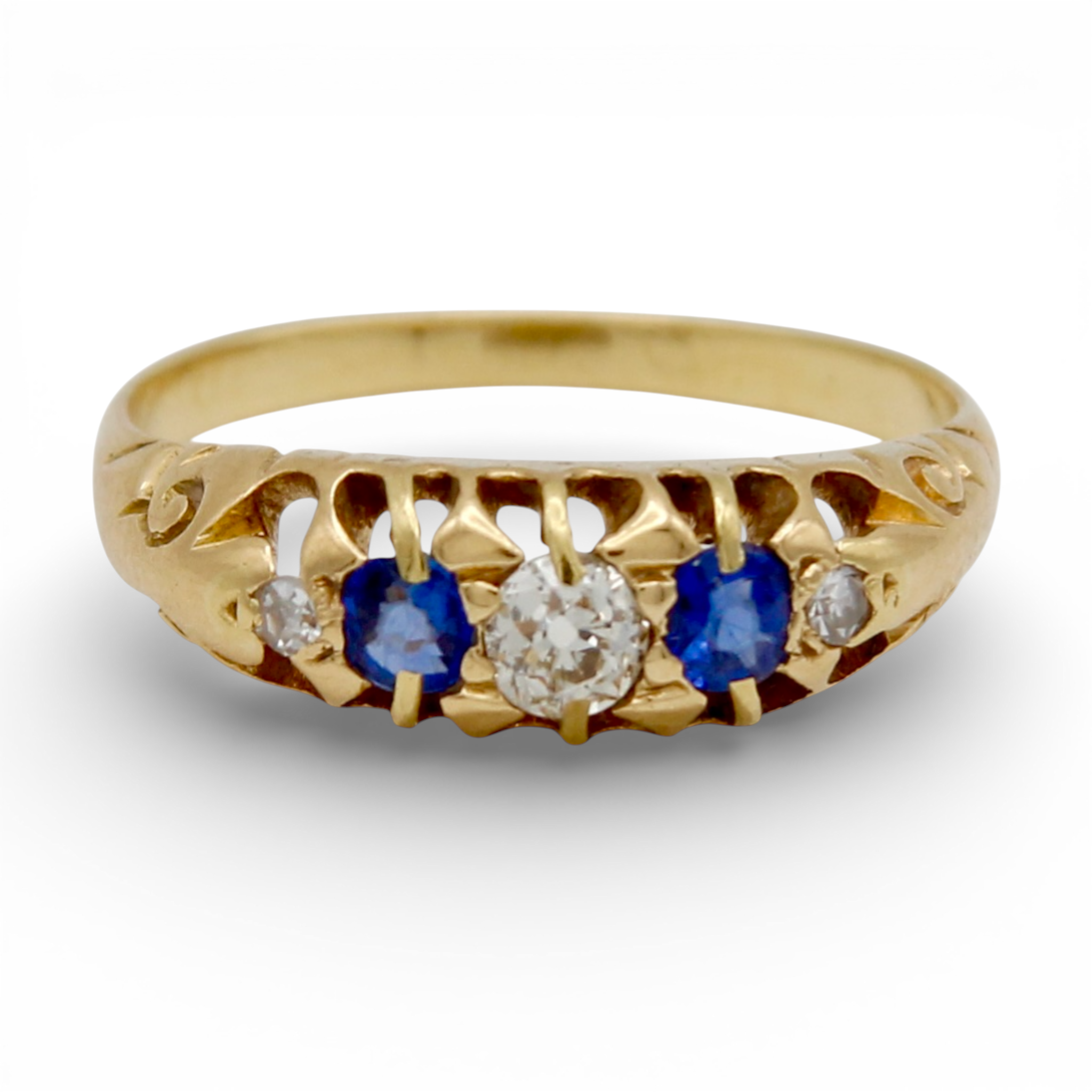 Antique Sapphire and Diamond Five Stone Ring