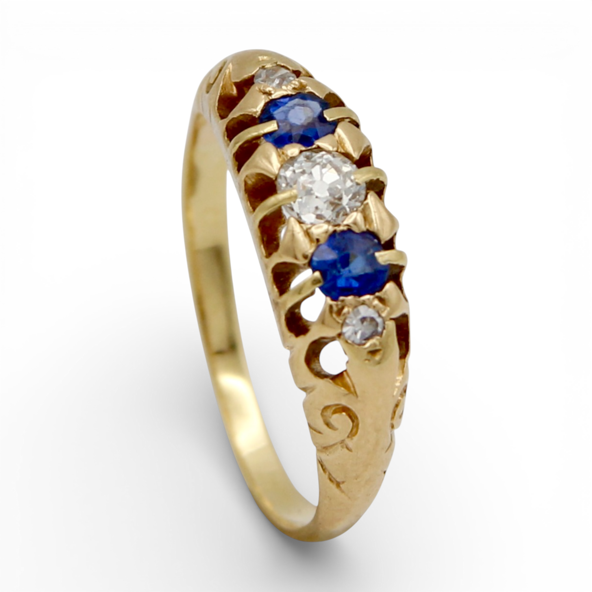 Antique Sapphire and Diamond Five Stone Ring - Image 3