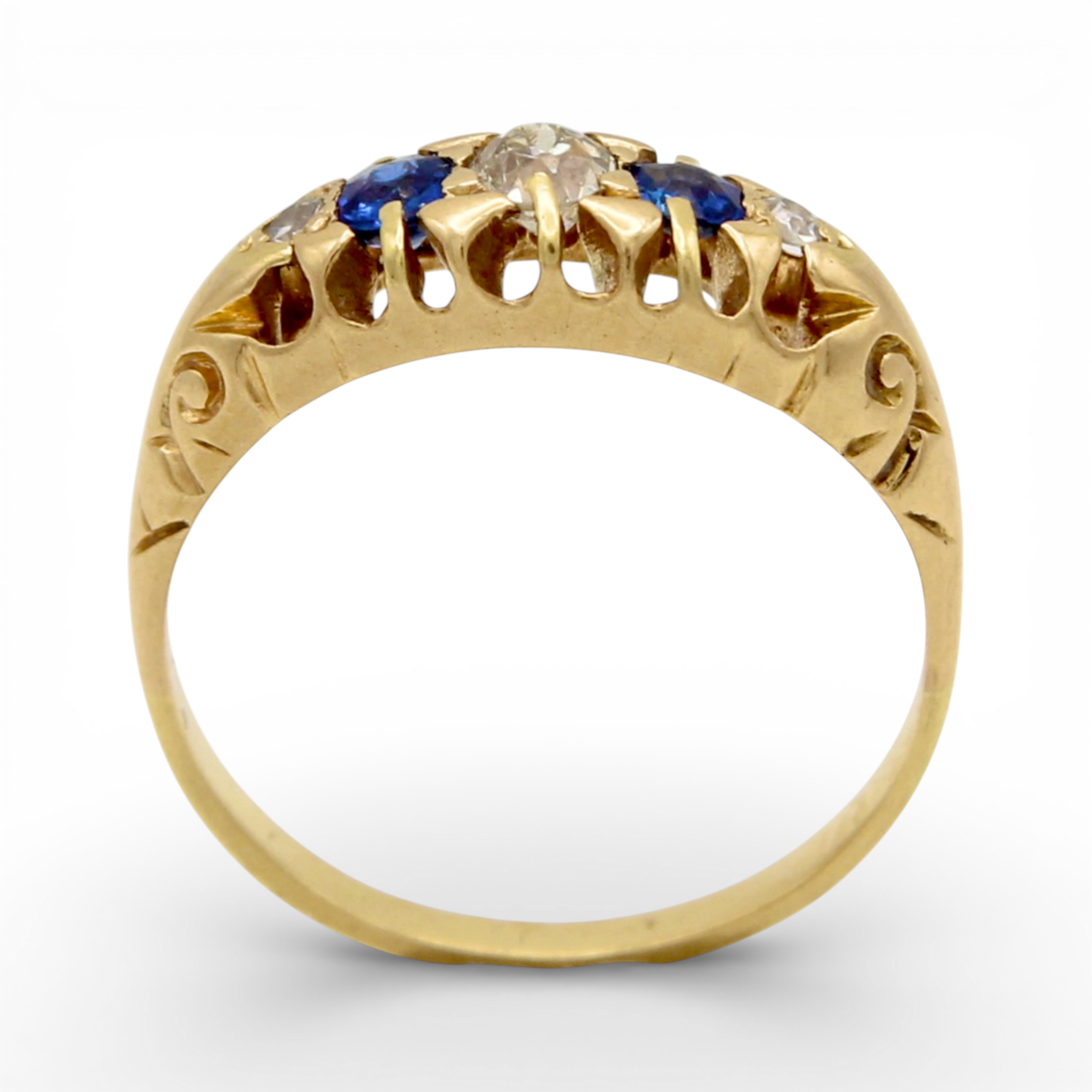 Antique Sapphire and Diamond Five Stone Ring - Image 4