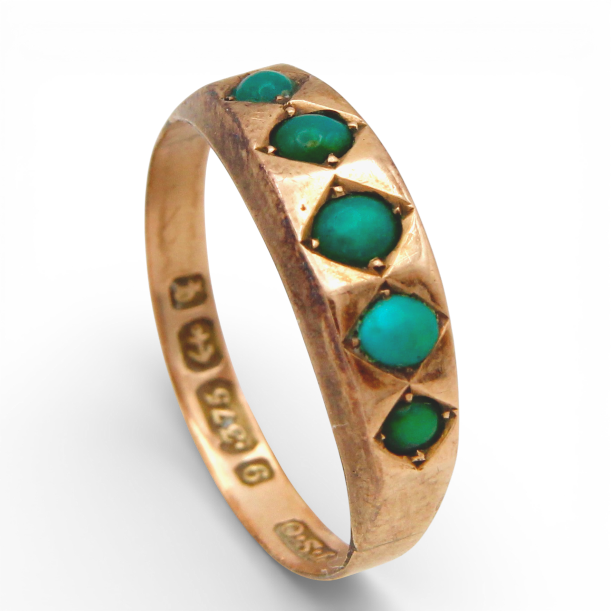 Antique Victorian Turquoise Five Stone Ring - Image 3