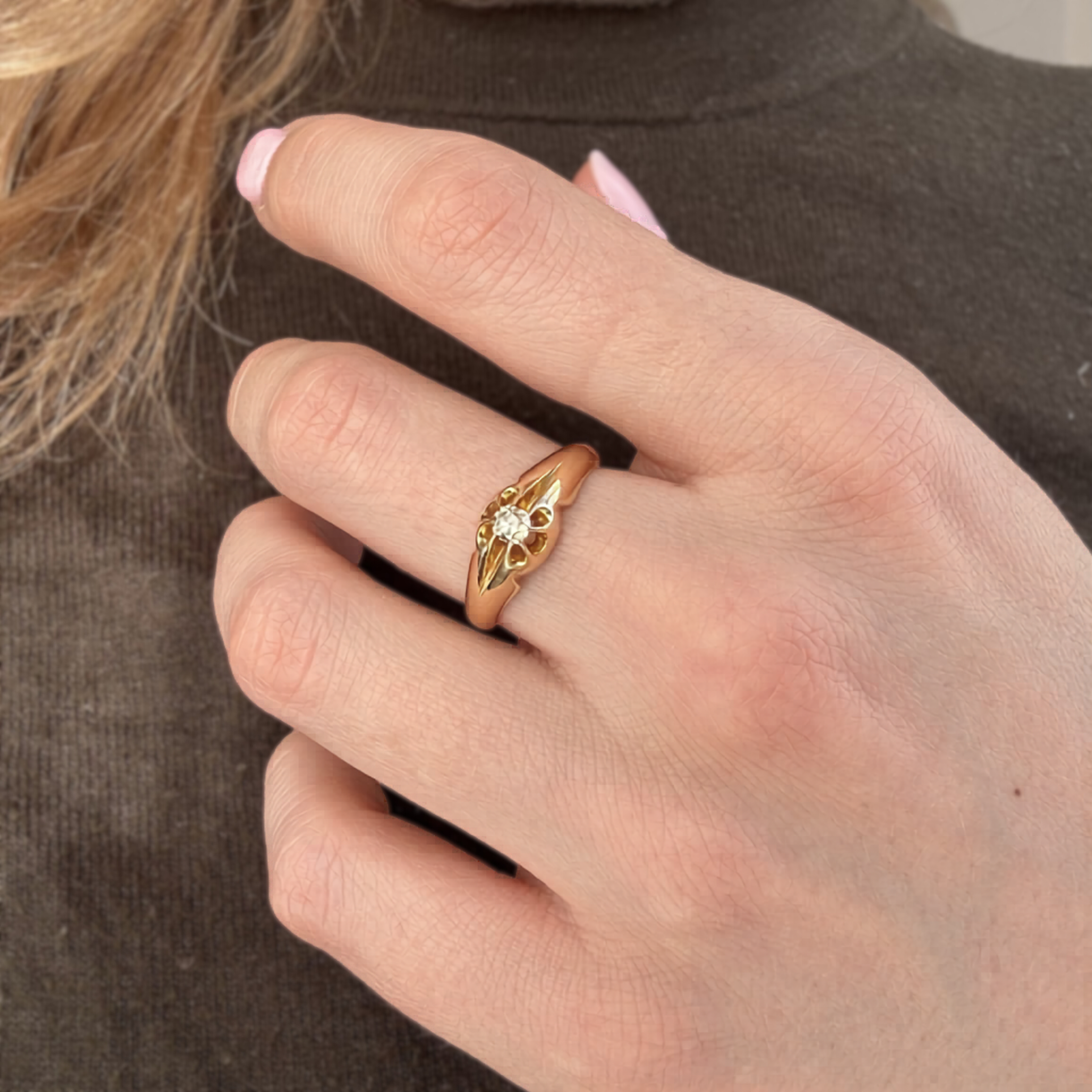Antique Diamond Belcher Ring - Image 2