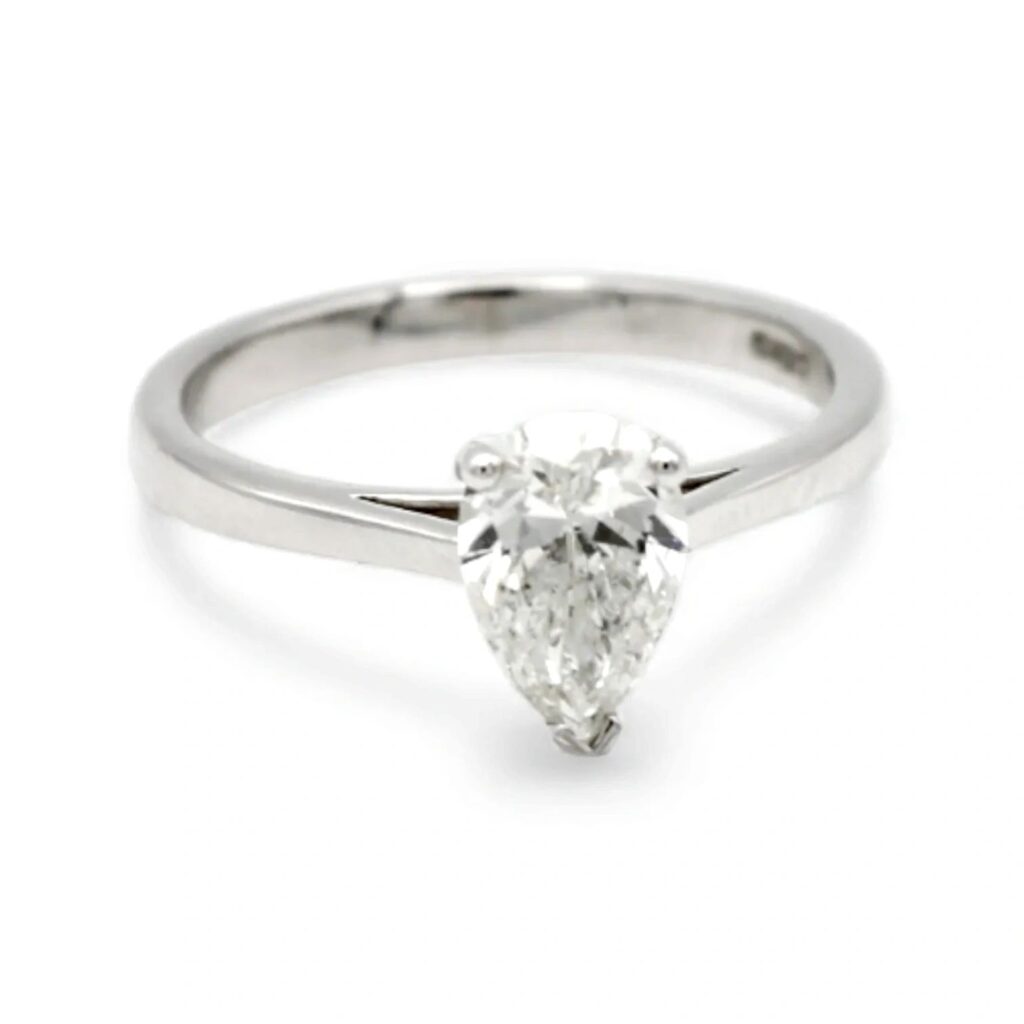 1.02 Carat Pear Cut Diamond Solitaire Ring