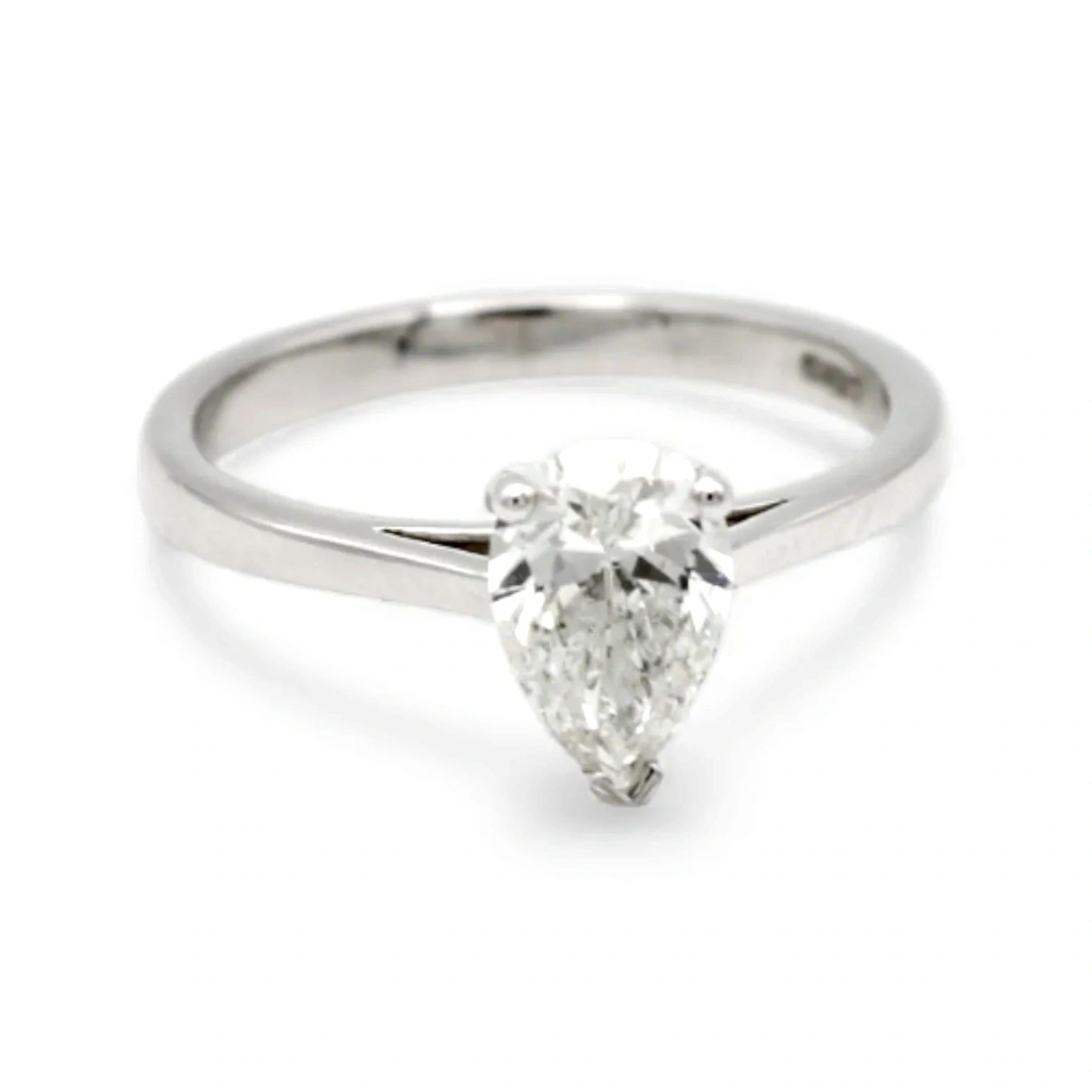 1.02 Carat Pear Cut Diamond Solitaire Ring