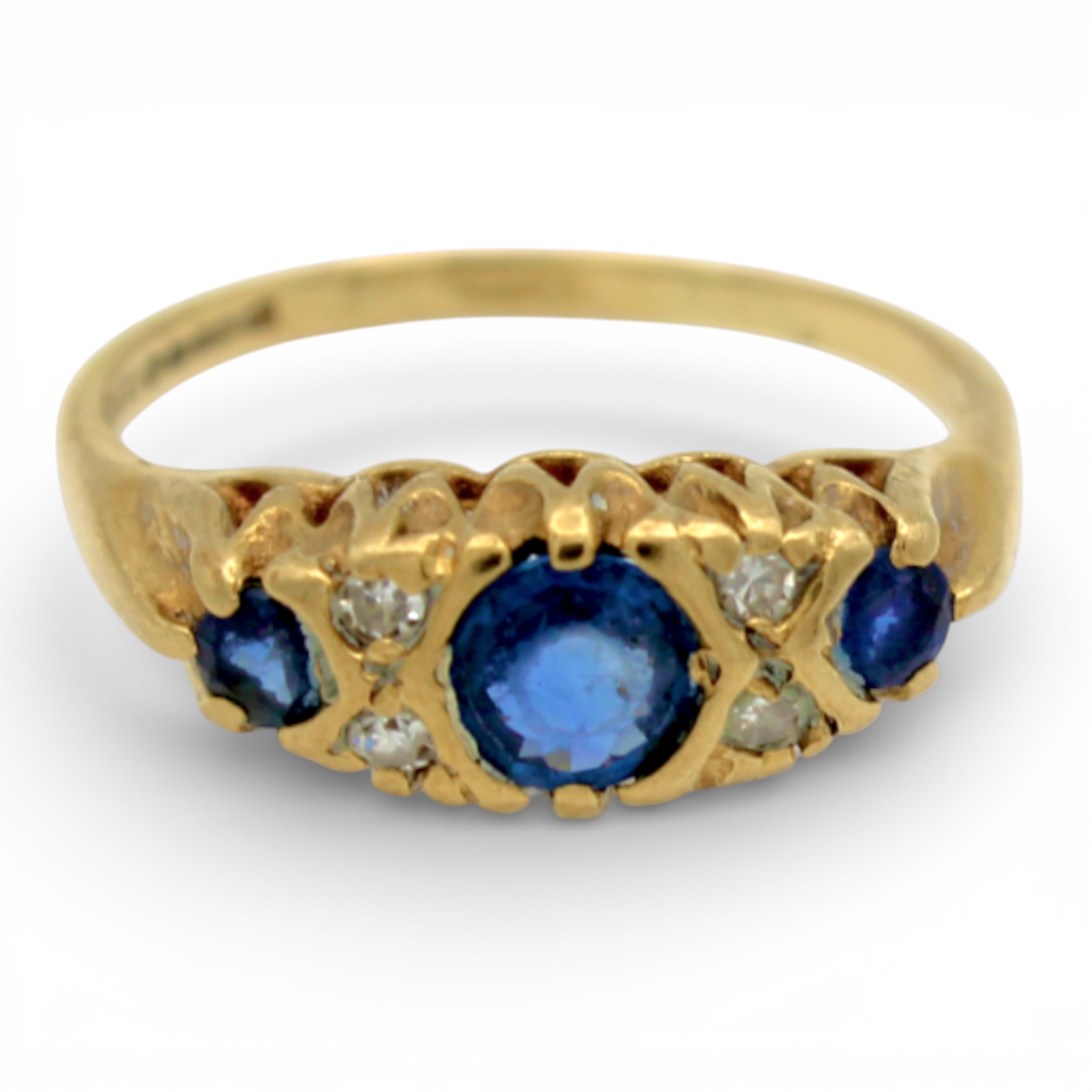 Vintage Sapphire and Diamond Three Stone Ring