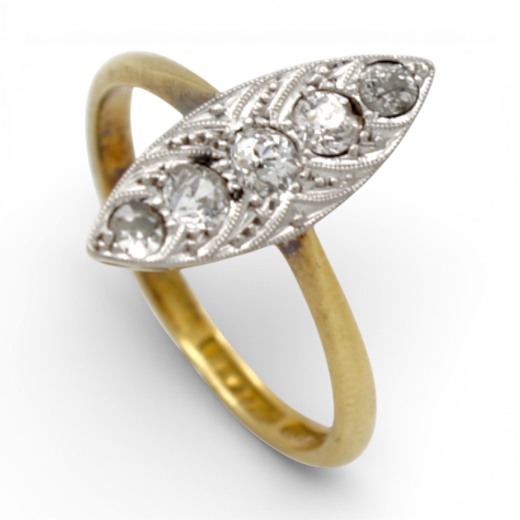 Antique Navette Diamond Ring