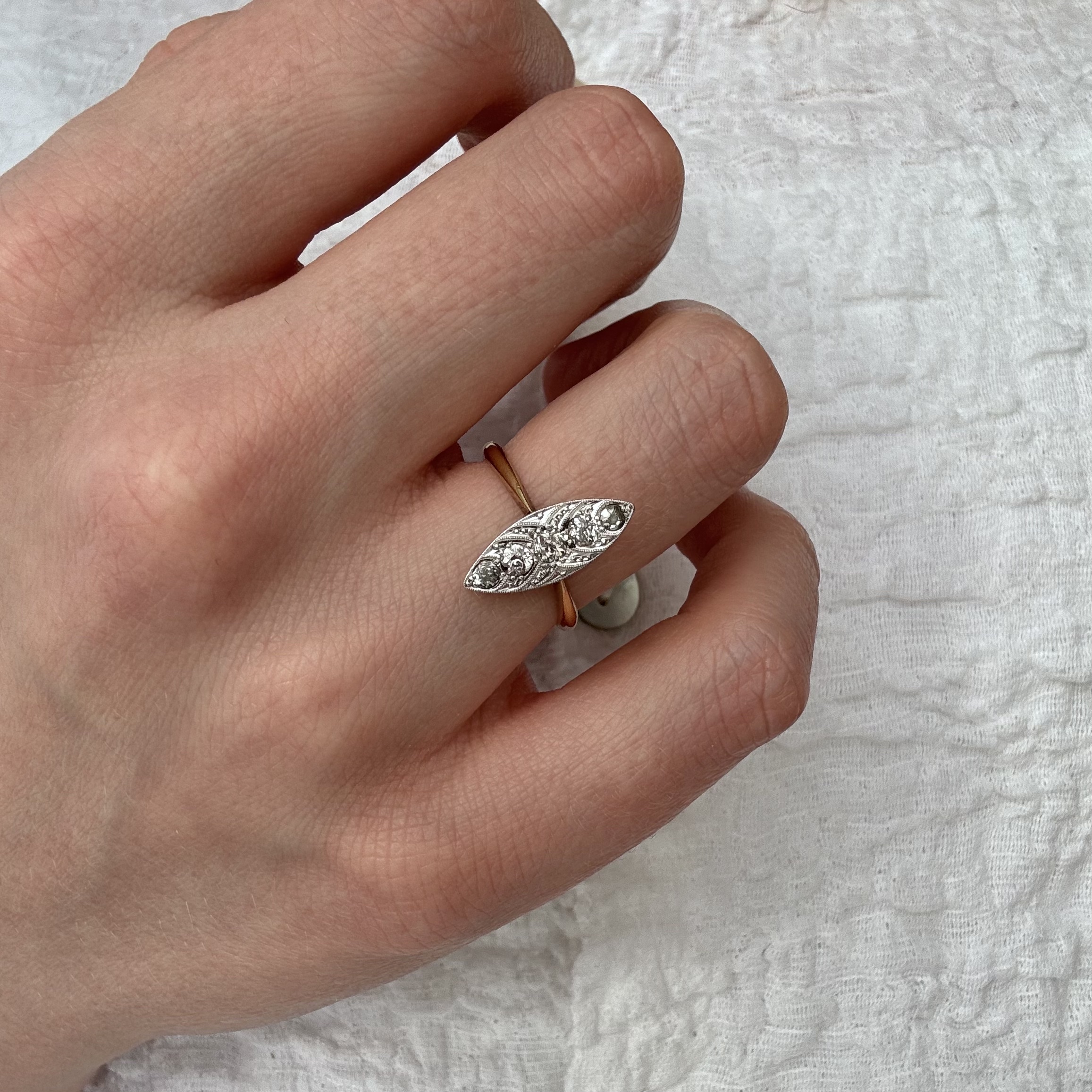 Antique Navette Diamond Ring - Image 2