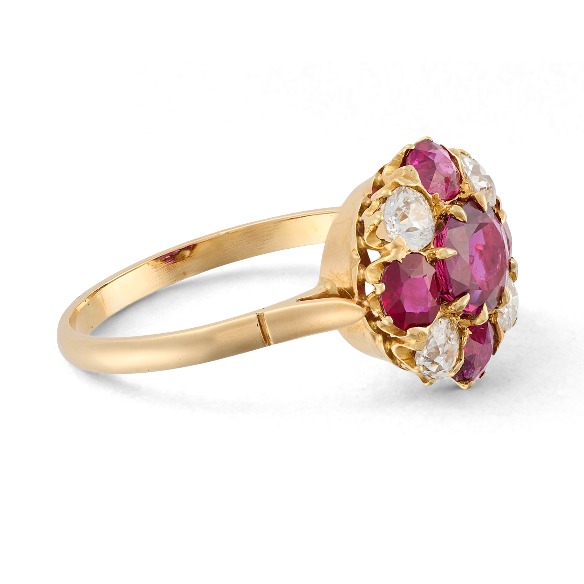 Vintage Burmese Ruby and Diamond Cluster Ring - Image 2