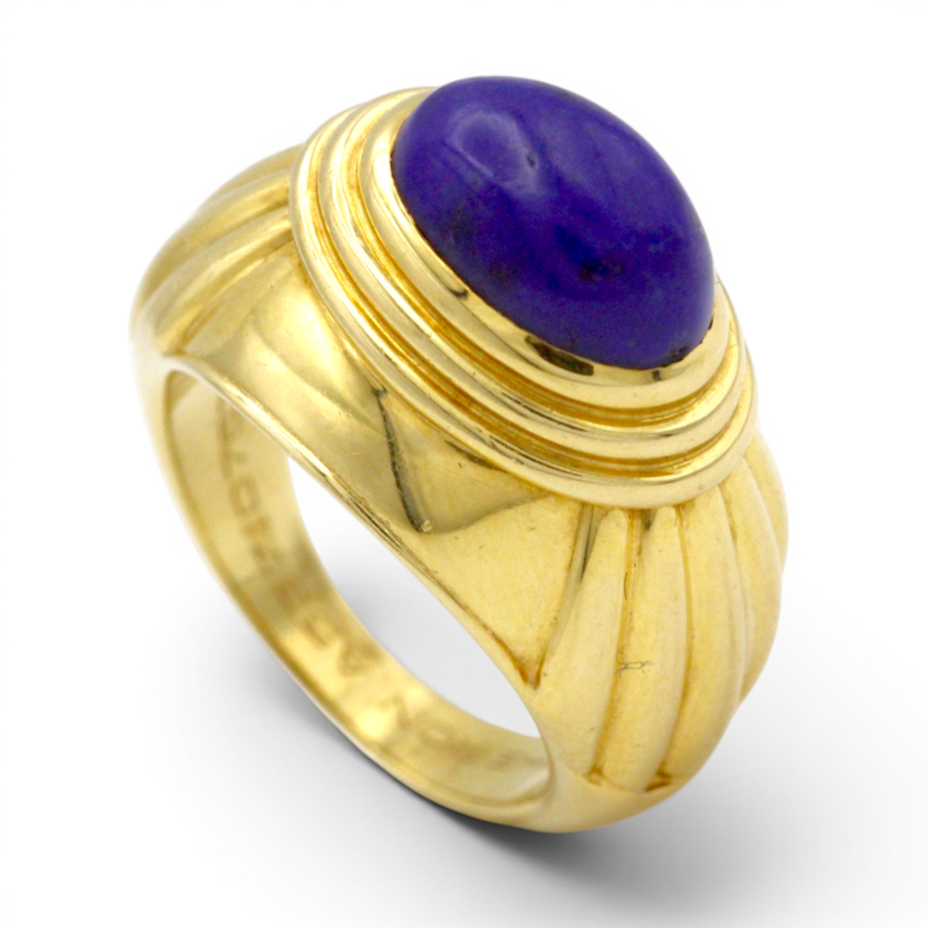 Vintage Boucheron 'Jaipur' Lapis Bombé Cocktail Ring