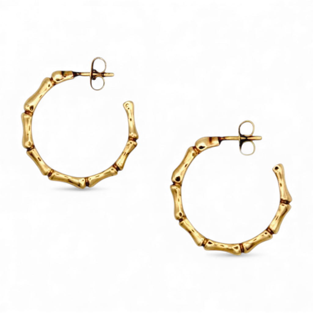 A Pair of Vintage Bamboo Hoop Earrings
