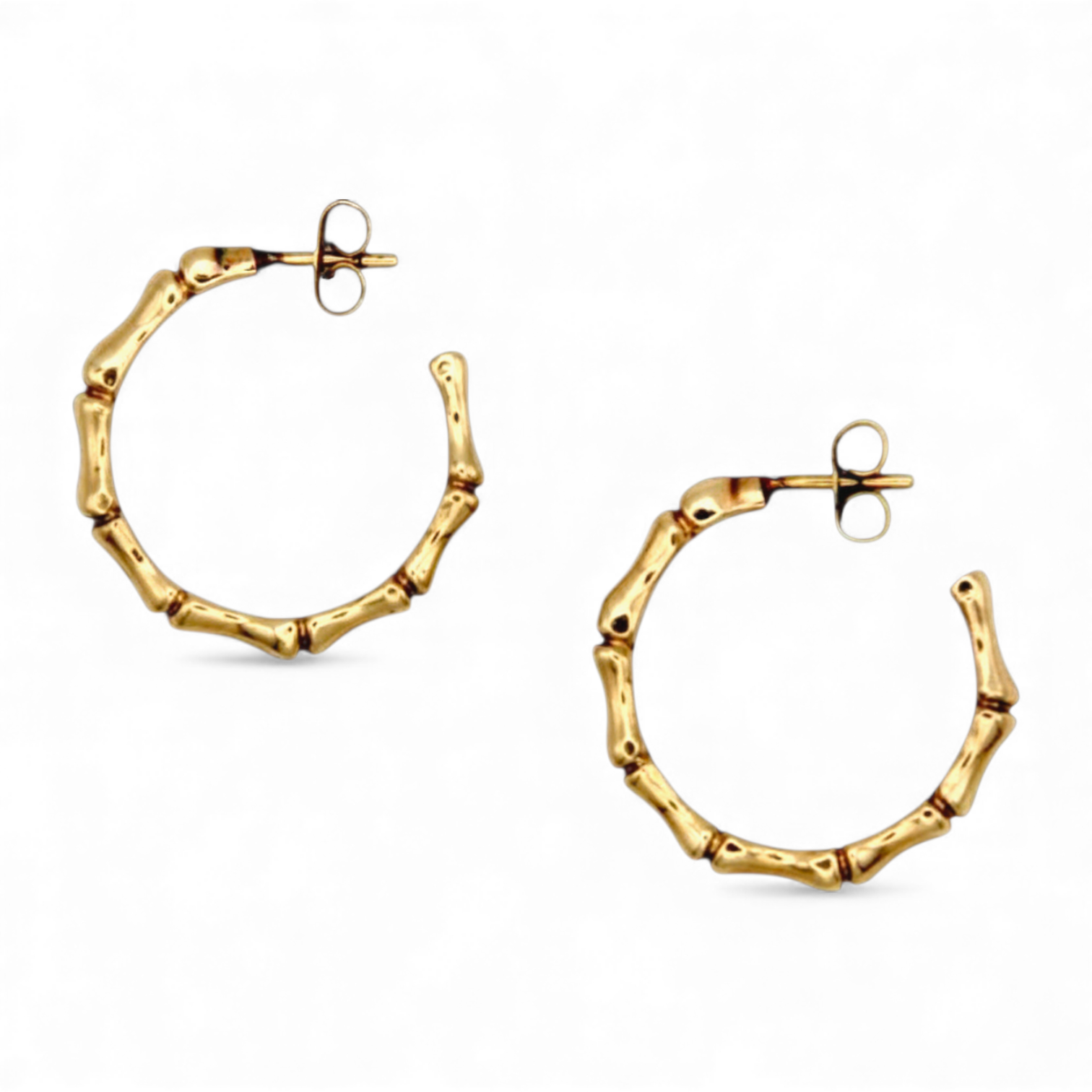 A Pair of Vintage Bamboo Hoop Earrings