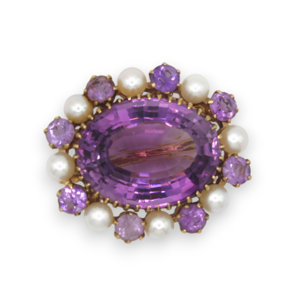 Vintage Cropp & Farr Amethyst and Pearl Cluster Brooch