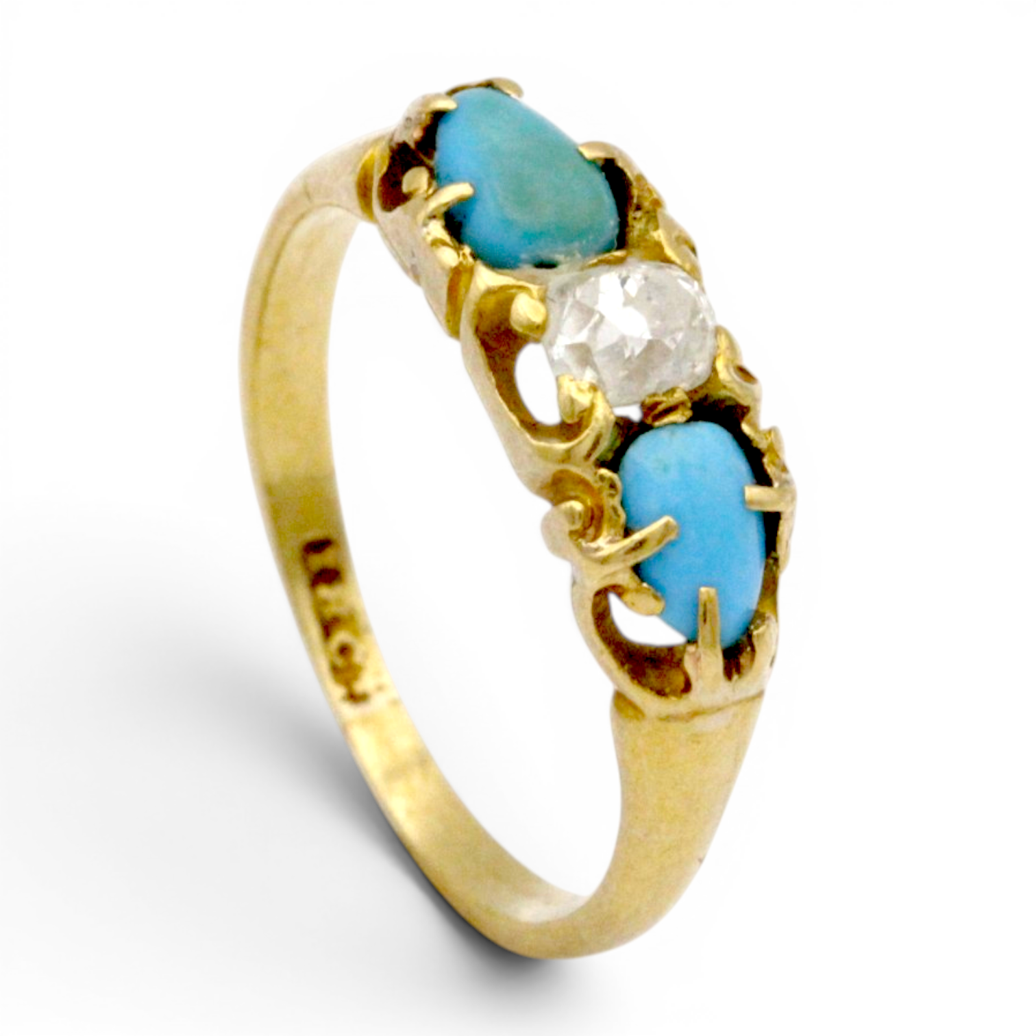 Antique Turquoise and Diamond Ring - Image 2