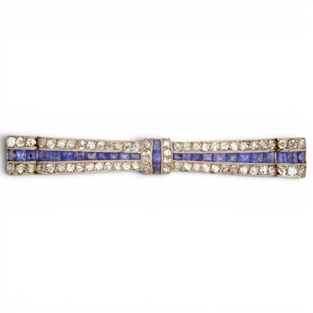 Art Deco Sapphire and Diamond Bow Brooch