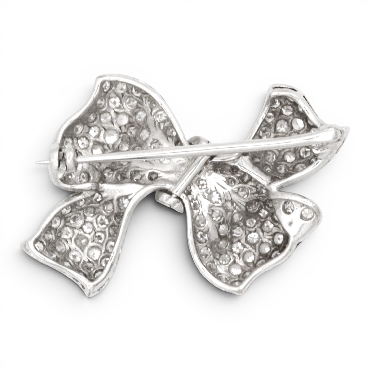 Vintage Diamond Bow Brooch - Image 2
