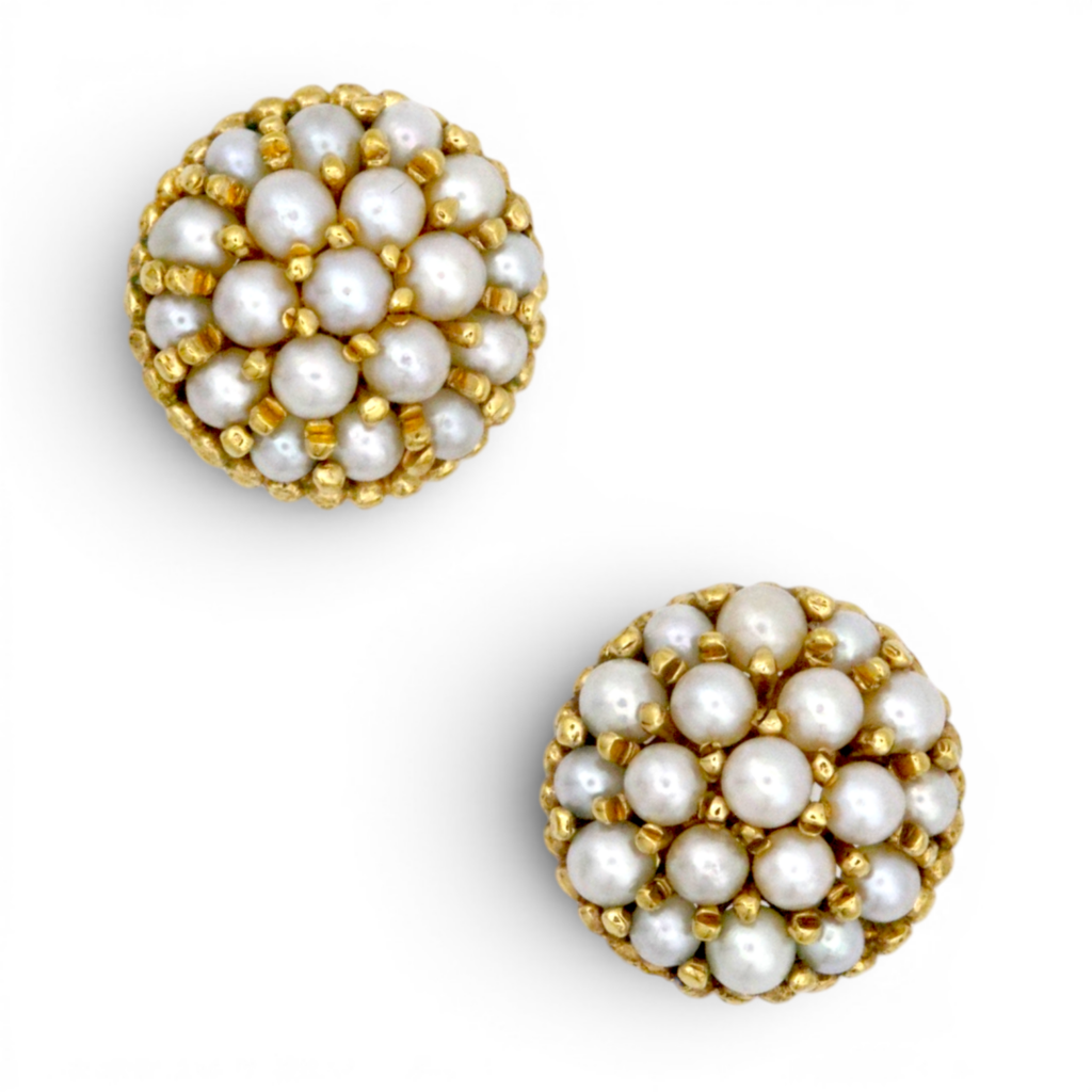 Vintage Pearl Cluster Stud Earrings