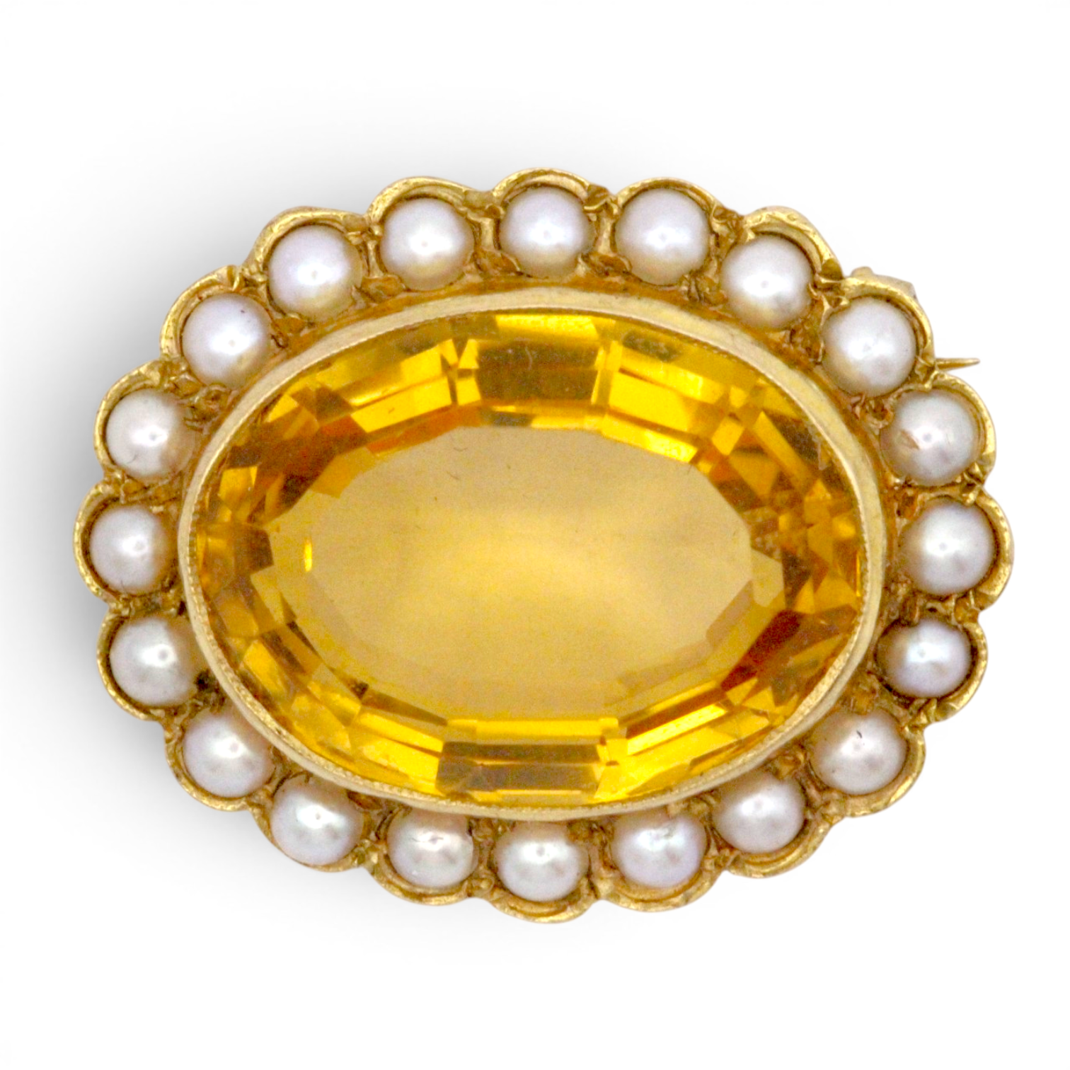 Vintage Citrine and Pearl Cluster Brooch