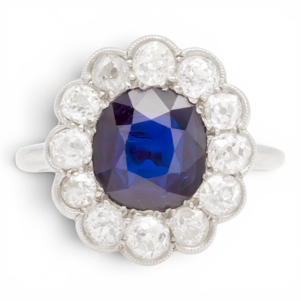 Vintage Sapphire and Diamond Cluster Ring
