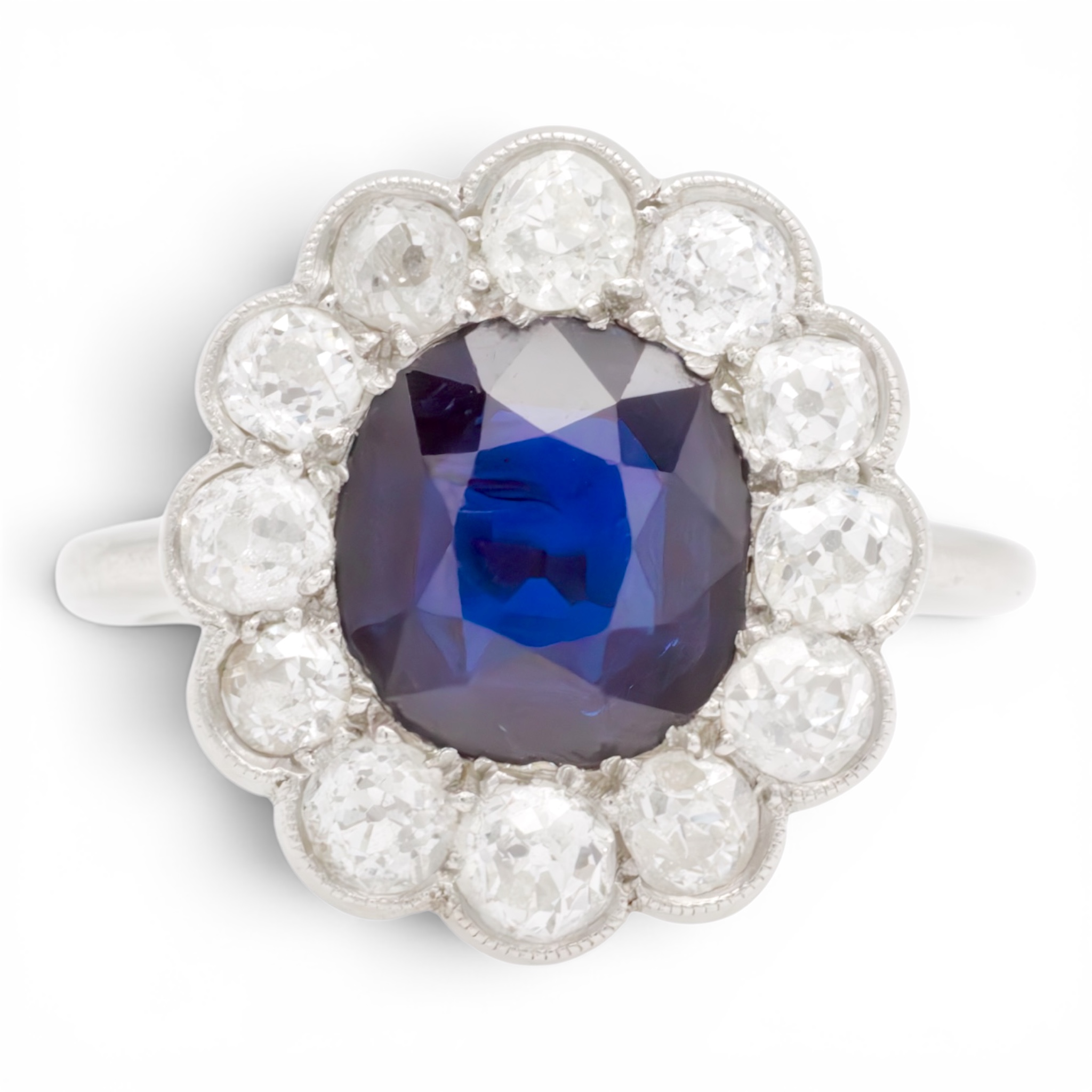 Vintage Sapphire and Diamond Cluster Ring